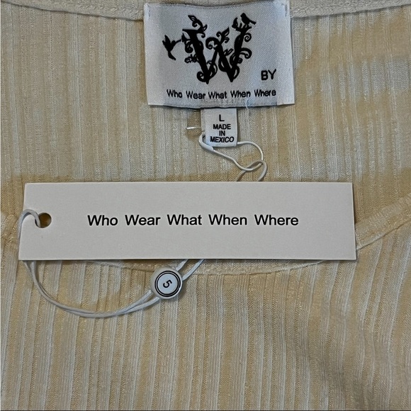 Who Wear What When Where Cream Shirt Puff Sleeve Large Ribbed Textured Coquette - Picture 10 of 11